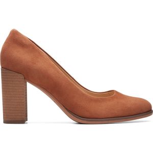 Clarks Freva85 Court Pump voor dames, Caramel Suede, 36 EU