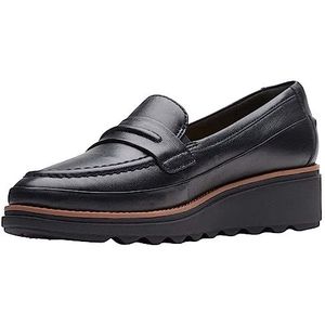Clarks Sharon Aster PennyFemme Mocassin, Zwart leder