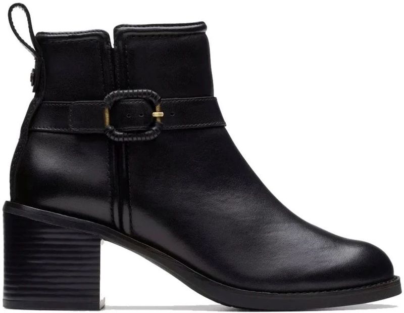 Clarks - Zwarte Enkellaarsjes - Leer