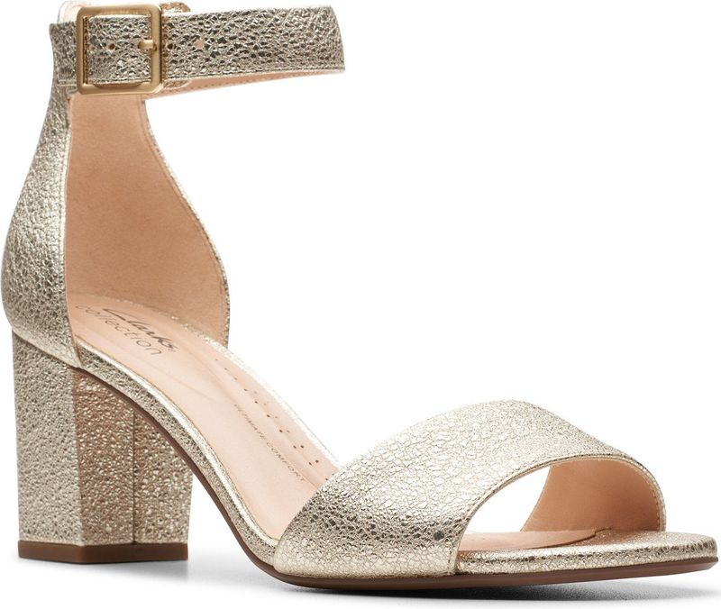 Clarks - Deva Mae - Enkelbandje Hakken - Goud - Gespsluiting - Duurzame Buitenzool