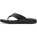 Clarks Wesley Sun Teenslippers voor heren, Zwart leder, 43 EU