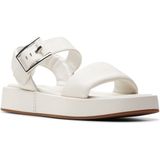 Clarks - Alda Strap - Flatform Sandalen - Gebroken Wit - Voorgevormd Gewatteerd Voetbed