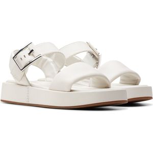 Clarks - Alda Strap - Flatform Sandalen - Gebroken Wit - Voorgevormd Gewatteerd Voetbed