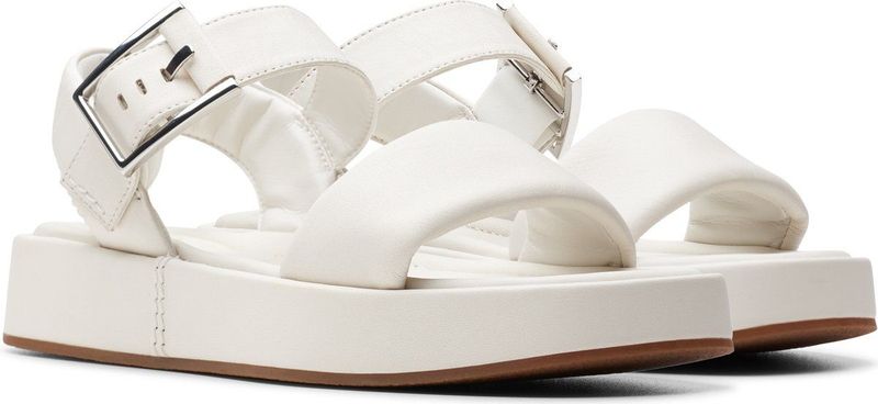 Clarks - Alda Strap - Flatform Sandalen - Gebroken Wit - Voorgevormd Gewatteerd Voetbed