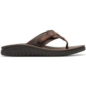 Clarks - Wesley Sun - Slipper - Bruin - Leer - Lichtgewicht EVA-buitenzool