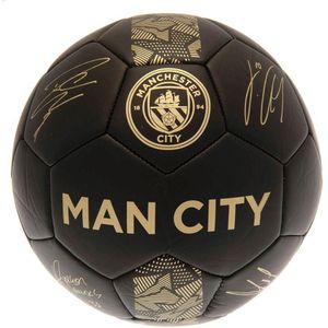 Manchester City FC Phantom Handtekening Voetbal (1) (Mat zwart/goud)