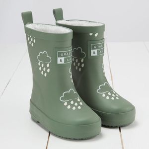 Grass & Air | Kleur Veranderende Kinder Regenlaarzen | Winter | Khaki | Maat 27 (UK9)