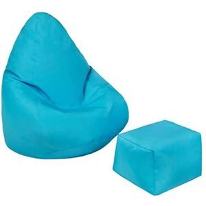 Loft 25 Kids Bean Bag Gamer Chair | Binnen Buiten Woonkamer Zitzak | Kinderen Waterbestendig Meubels | Ergonomisch Ontwerp voor Ondersteuning van het Lichaam (Aqua, Zitzak + Voetenbankje)