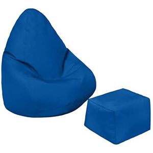 Loft 25 Kids Bean Bag Gamer Chair | Binnen Buiten Woonkamer Zitzak | Kinderen Waterbestendig Meubels | Ergonomisch Ontwerp voor Ondersteuning van het Lichaam (Marokkaans Blauw, Zitzak + Voetenbankje)