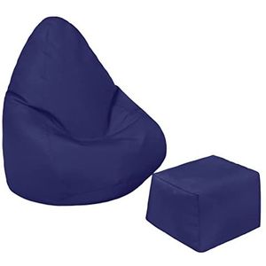 Loft 25 Kids Bean Bag Gamer Chair | Binnen Buiten Woonkamer Zitzak | Kinderen Waterbestendig Meubels | Ergonomisch Ontwerp voor Ondersteuning van het Lichaam (Marine, Zitzak + Voetenbankje)