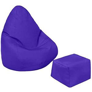 Loft 25 Kids Bean Bag Gamer Chair | Binnen Buiten Woonkamer Zitzak | Kinderen Waterbestendig Meubels | Ergonomisch Ontwerp voor Ondersteuning van het Lichaam (Paars, Zitzak + Voetenbankje)