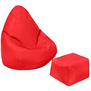Loft 25 Kids Bean Bag Gamer Chair | Binnen Buiten Woonkamer Zitzak | Kinderen Waterbestendig Meubels | Ergonomisch Ontwerp voor Ondersteuning van het Lichaam (Rood, Zitzak + Voetenbankje)