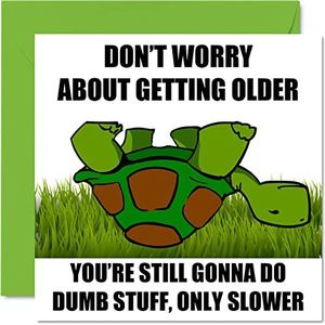 Grappige verjaardagskaarten voor mannen en vrouwen - Slow And Steady Wins The Age - verjaardagskaart voor mama, papa, broer, zus, zoon, dochter, opa, 145 mm x 145 mm