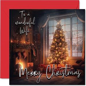 Traditionele kerstkaart ""Merry Christmas to Wife"" - kerstkaart voor vrouwen van het hele gezin, 145 mm x 145 mm