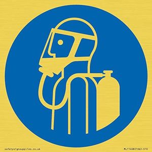 Verplicht: Gebruik zelfstandig ademhalingstoestel Sign - 100x100mm - S10