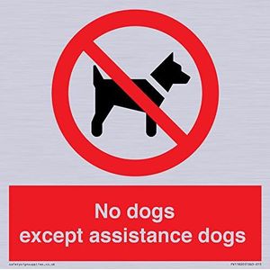 Panneau « No dogs except assistance dogs » - 150 x 150 mm - S15