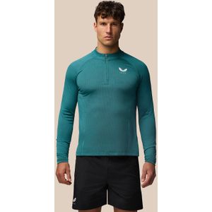 Castore - Apex Lange Mouw Engineered Geweven Kwartrits Top - Aqua - Polyester/Nylon