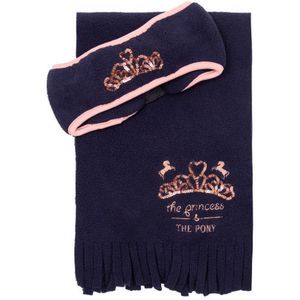 Little Rider - "The Princess And The Pony" Stirnband und Schal Set  (Marineblau/Pfirsich)