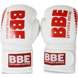 BBE PVC Sparringhandschoenen voor volwassenen (8 oz) (Wit/rood)