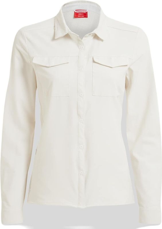 Craghoppers Nosilife Pro V Overhemd - Lichtgrijs - Katoen - Lange Mouwen