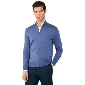 Hackett London Gmd Merino Silk Fz Gebreid voor heren, Chambray Blauw