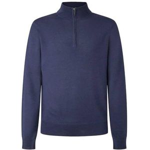 Hackett London Gmd Merino Silk Hz gebreid heren, Navy Blauw