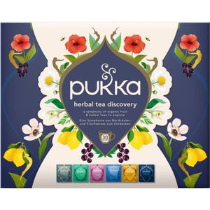 Pukka Herbal Tea Discovery Box - Biologische Kruidenthee - 30 theezakjes - 6 verschillende smaken - Leuk als verjaardagscadeau - Theedoos - Geschenkverpakking