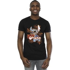 Li-cense Disney heren lilo en stitch ohana oranje hibiscus t-shirt