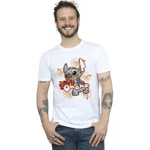 Li-cense Disney heren lilo en stitch ohana oranje hibiscus t-shirt