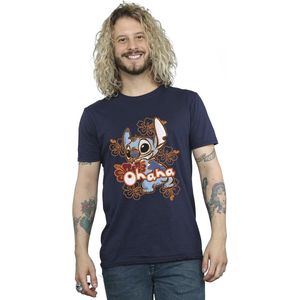 Disney Heren Lilo en Stitch Ohana Oranje Hibiscus T-shirt