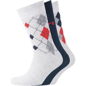 Money Heren Diamant Sokken (Pak van 3) (Lichtgrijs/Nachtelijke hemel)