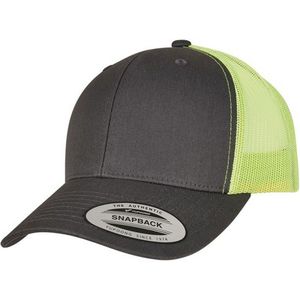 Flexfit Unisex Retro Tweekleurige Trucker-cap voor volwassenen  (Houtskool/Neon Groen)