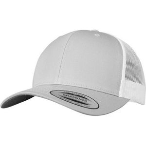 Flexfit Unisex Retro Tweekleurige Trucker-cap voor volwassenen  (Zilver/Wit)