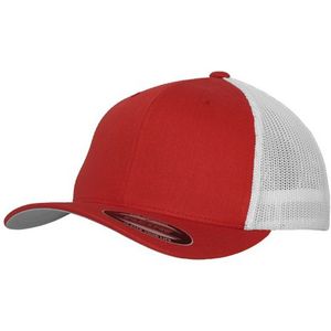 Flexfit Tweekleurige Mesh Trucker-cap voor volwassenen  (Rood/Wit)