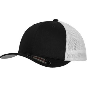 Flexfit Tweekleurige Mesh Trucker-cap voor volwassenen  (Zwart/Wit)
