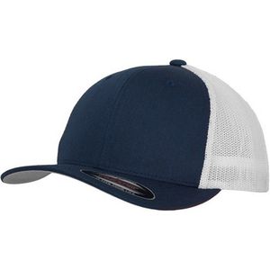 Flexfit Tweekleurige Mesh Trucker-cap voor volwassenen  (Marine / Wit)