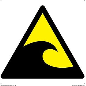 W056 Waarschuwing: Tsunami gevarenzone teken - 150x150mm - S15