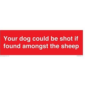 Uw hond kan worden neergeschoten als hij wordt gevonden tussen de schapen Sign - 300x100mm - L31