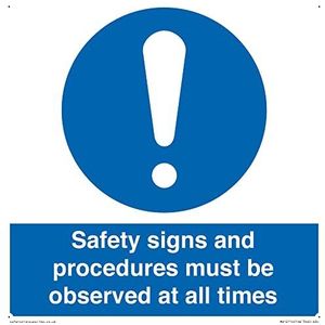 S20 S20 Panneau de sécurité avec inscription « Safety s and procedures must be observed at all times » 200 x 200 mm
