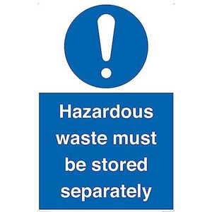 Panneau A2P avec inscription « Hazardous Waste Must Be Stored Separately » 400 x 600 mm