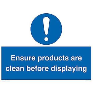 Panneau « ensure products are clean before display » – 400 x 300 mm – A3L