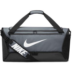 Nike Brasilia Swoosh Training 60L Duffeltas  (IJzergrijs/Zwart/Wit)