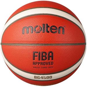 Molten 4500 Premium lederen basketbal (6) (Bruin/wit)