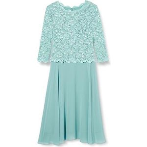 Gina Bacconi Midi-jurk voor dames, kanten lijfje en chiffonrok, cocktailjurk, Zee Mist, 38