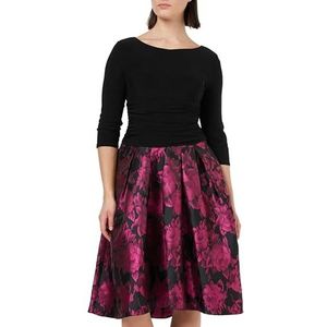 Gina Bacconi Jacquardjurk met bloemenprint voor dames, Zwart/Rood, 38