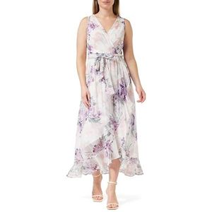 Gina Bacconi Mouwloze damesjurk met print en lange mouwen met overslag halslijn cocktail, Meerkleurig, 36