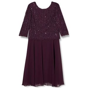 Gina Bacconi Midi-jurk voor dames, met kanten lijfje en chiffon rok, cocktailjurk, Pruim, 42