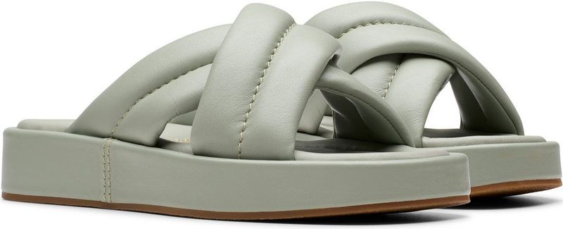 Clarks - Alda Glide - Sandalen - Lichtgroen - Leren Bovenwerk