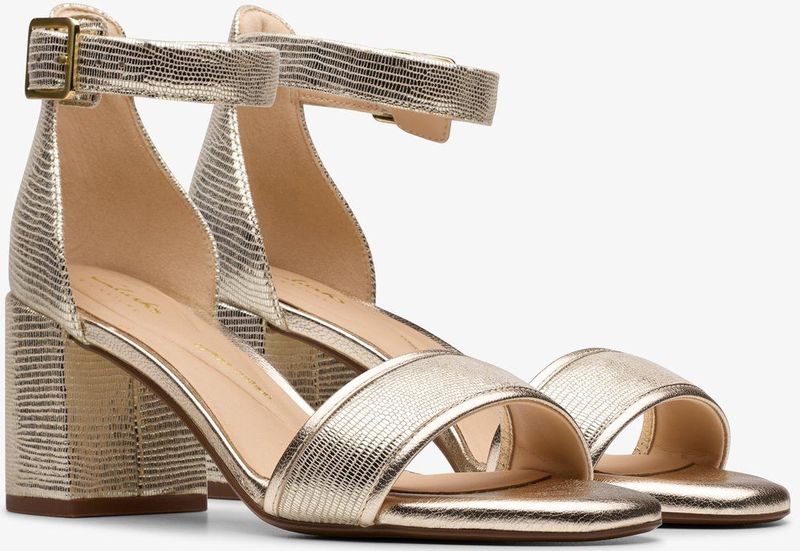 Clarks - 26181296 Ezoria Mae Sandalen - Goudkleurig - Leer