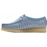Clarks - Wallabee - Schoenen - Poederblauw - Krokodillenprint - Natuurrubber Zolen